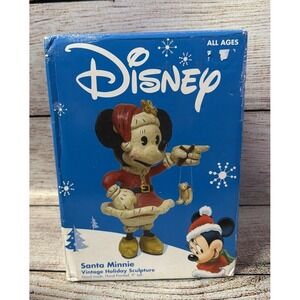 Vintage Disney Santa Mickey Mouse Holiday Sculpture 9" Figurine Hand Made Used